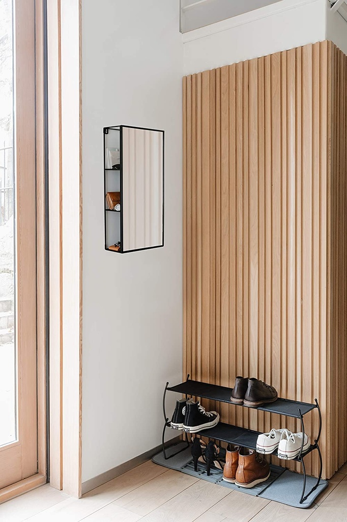 Cubiko Tall Black Mirror and Storage Unit