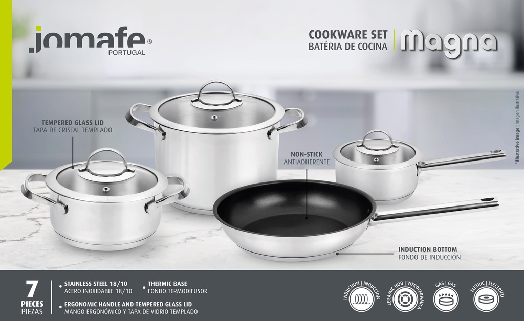 Jomafe Magna 7pc Stainless Steel Induction Cookware Set