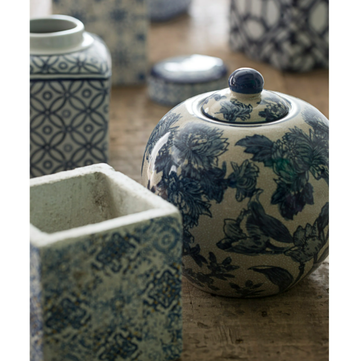 Decorative Stoneware Ginger Jar 8in
