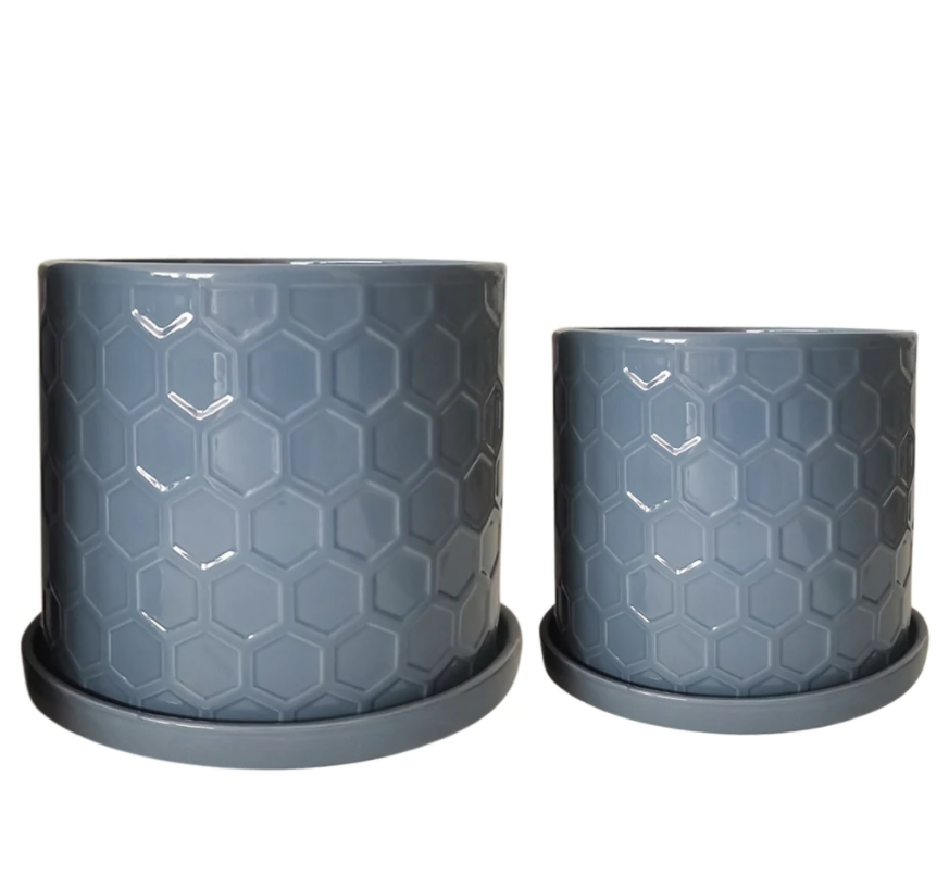 Honeycomb Planter with Saucer 10in