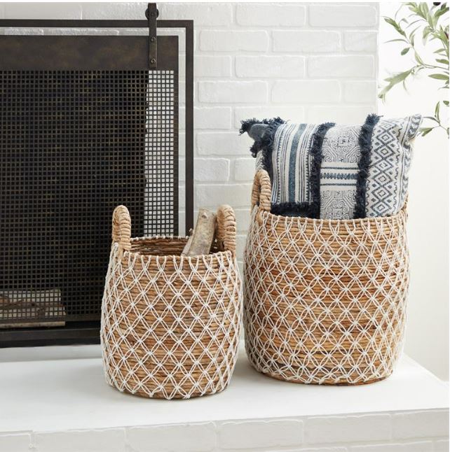 Brown Banana Leaf Basket 19in