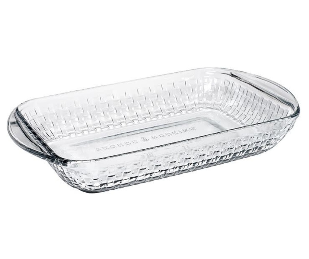 Anchor Hocking Heritage Basketweave Embossed Bake Dish with Lid 3QT