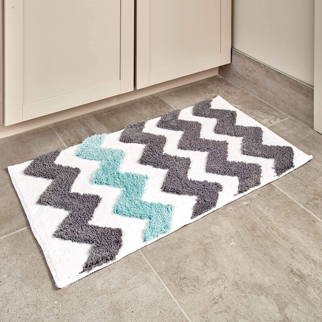 Chevron Rug Gray/ Aruba 34in