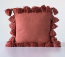 Cotton Pillow w/ Tassels Red 18in