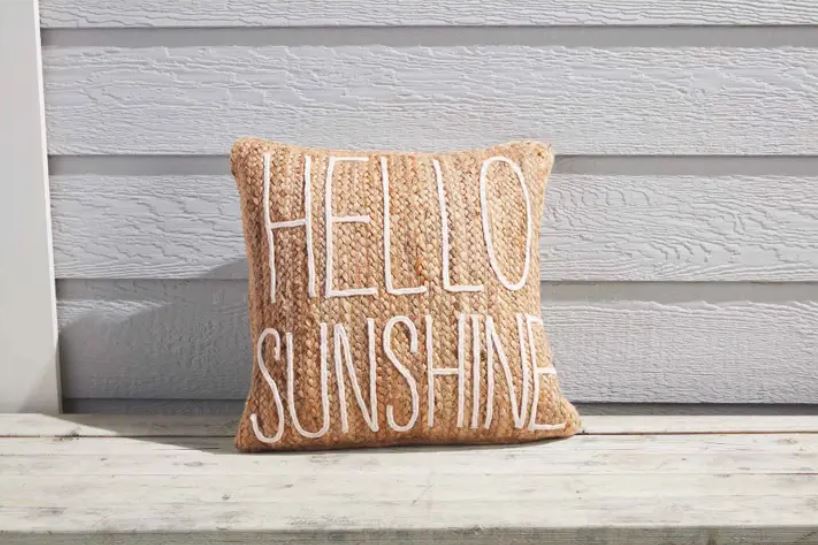 Hello Sun Jute Pillow 18in