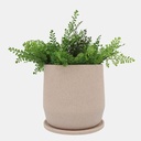 Ceramic Planter with Saucer Tan 10in