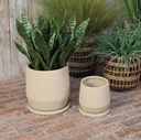 Ceramic Planter with Saucer Tan 7in