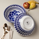 Geo Stamped Bowl Blue 8 in