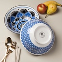 Bowl Stamped 8in Blue Floral