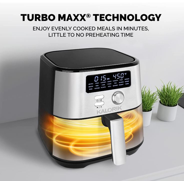 Kalorik Maxx 4qt Digital Air Fryer Stainless & Steel Black