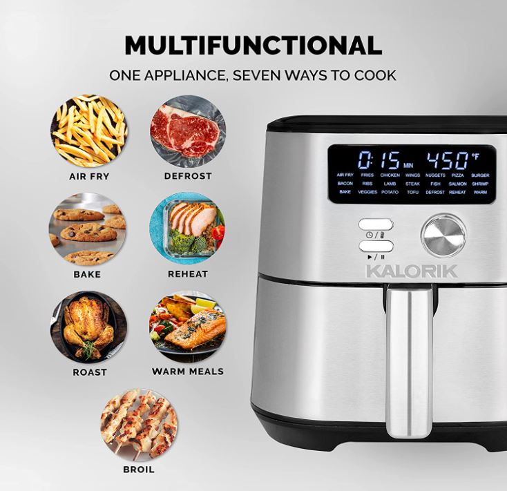 Kalorik Maxx 4qt Digital Air Fryer Stainless & Steel Black