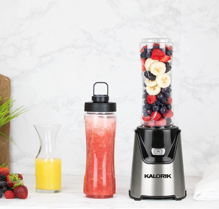 Kalorik Personal Blender With 2 Tritan Bottles, Stainless Steel