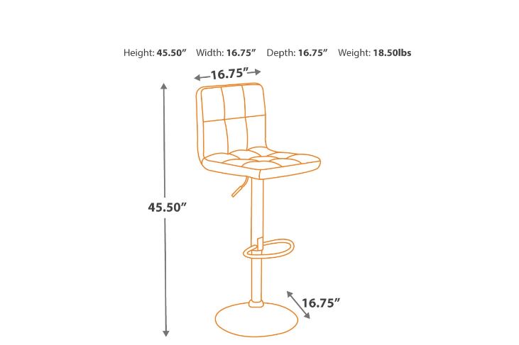 Bellatier Adjustable Height Bar Stool Black/Chrome Finish