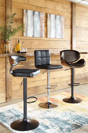 Bellatier Adjustable Height Bar Stool Black/Chrome Finish