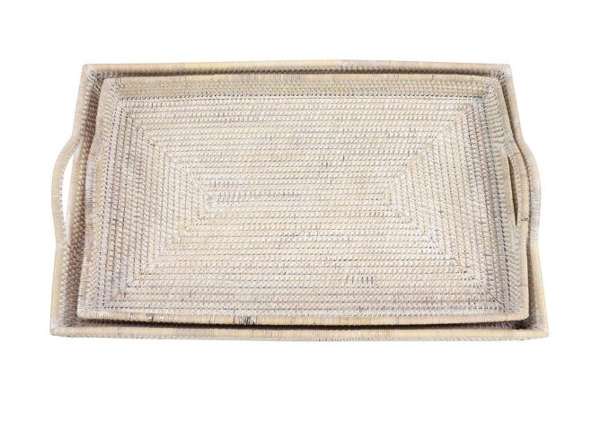 Oversized Rattan Tray 23in