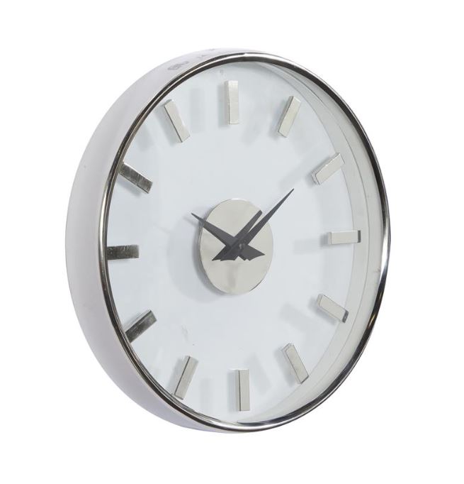 Silver Aluminum Wall Clock w/ Clear Face 14in