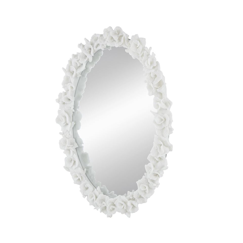 Faux Coral Oval Wall Mirror 27.5x35.5in