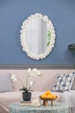 Faux Coral Oval Wall Mirror 27.5x35.5in