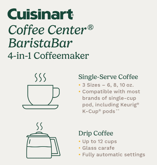 Cuisinart Coffee Center Barista Bar 4-in-1 Coffeemaker