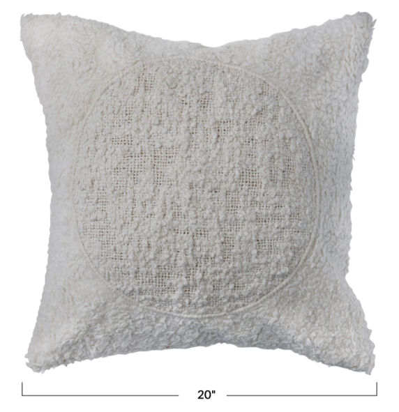 Sherpa & Embroidery Pillow 20in