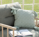 Mint Tassel Pillow 18in