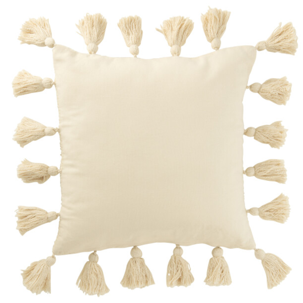 Tassels Pillow Cream 18in