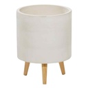 White Cement Footed Round Planter 16in