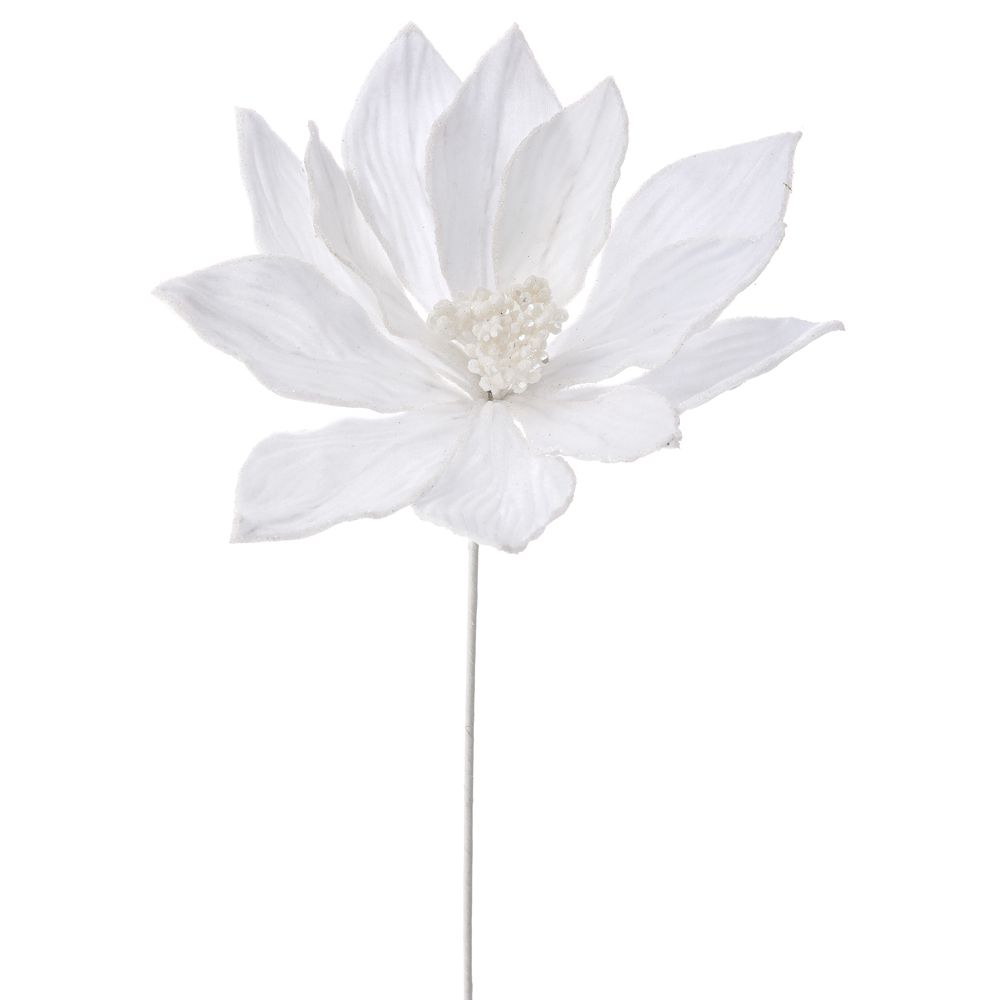 White Poinsettia Stem 22in