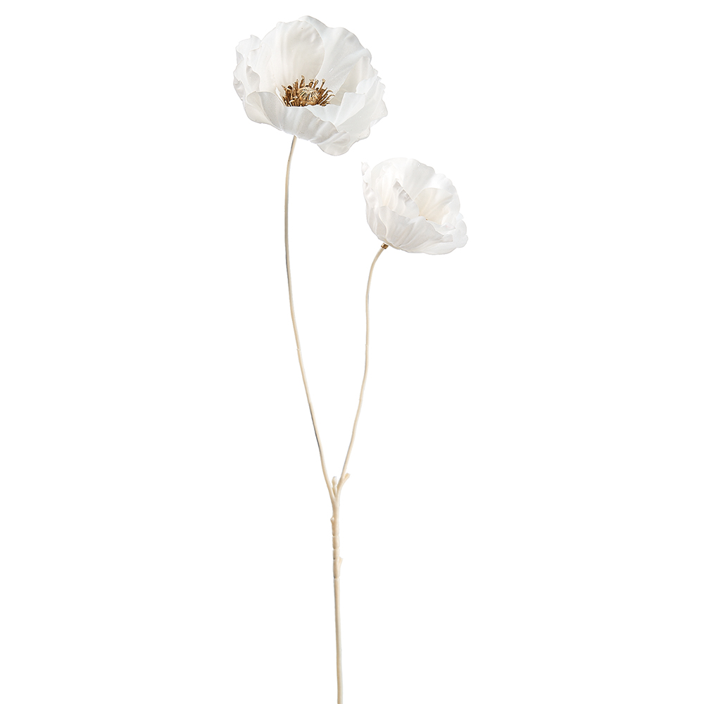 White Gold Poppy Spray 24in
