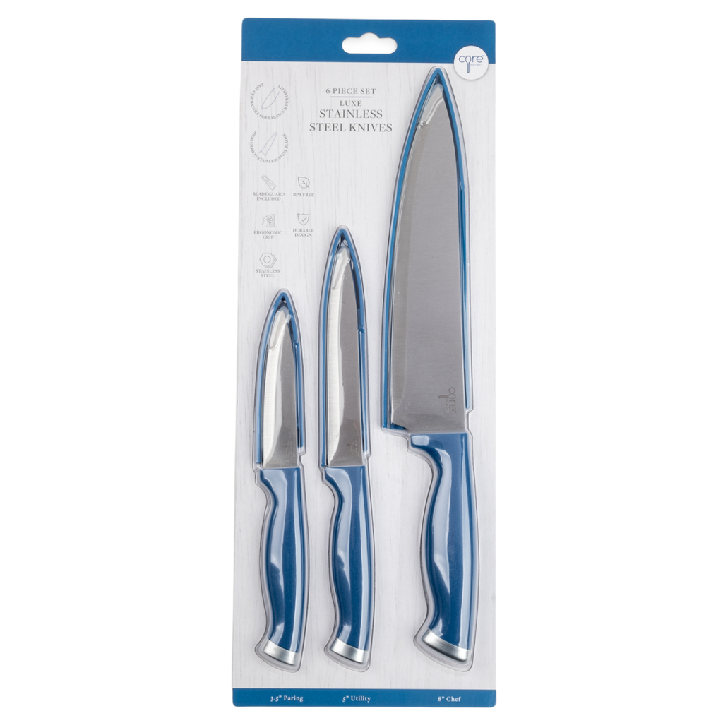3 pc Luxe Paring Knife Set w/ Sheaths