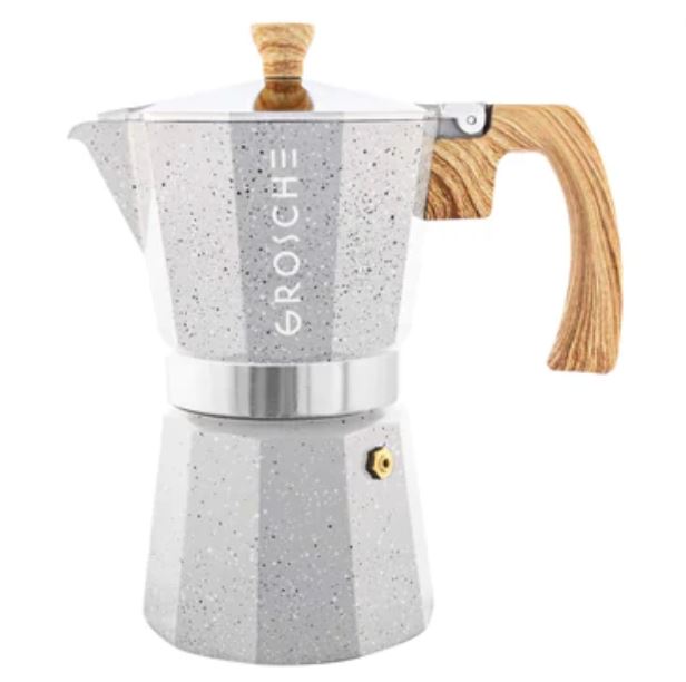 Grosche Milano Stone Stovetop Espresso Coffee Maker  Grey 6 Cup