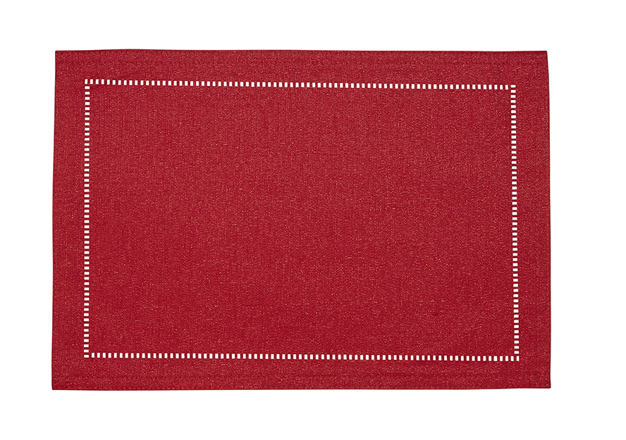 Lurex Hemstitch Placemat Red