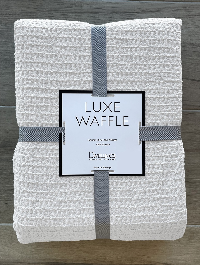 Luxe Waffle King Duvet Set White
