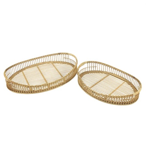 [168697-BB] Bamboo Oval Tray Brown 22in