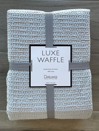 [171233-BB] Luxe Waffle Queen Duvet Set Silver