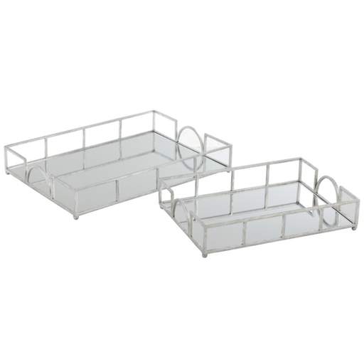 [171778-BB] Silver Mirrored Rectangle Tray 20in