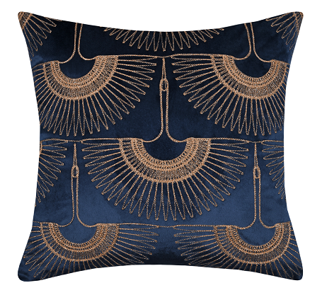 [172433-BB] Garmo Velvet Pillow Navy 16in