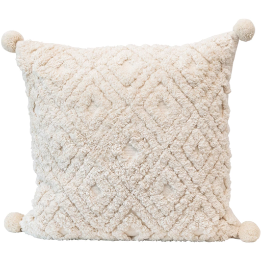 [172627-BB] Tufted Pillow with Pom Poms 24in