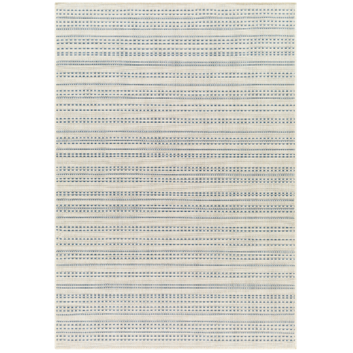 [173260-BB] Ravello Ivory Blue Stripe Indoor Outdoor Rug 5x7