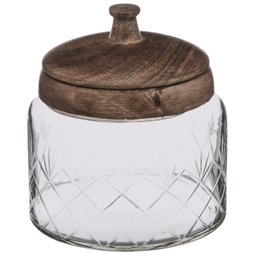 [173346-BB] Glass Jar with Mango Wood Cover 0.7L