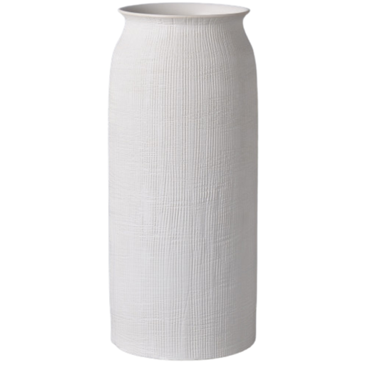 [173731-BB] White Ceramic Etched Vase 13in