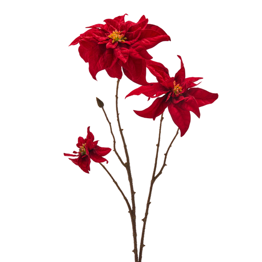 [174482-BB] Velvet Poinsettia Spray Red 28in
