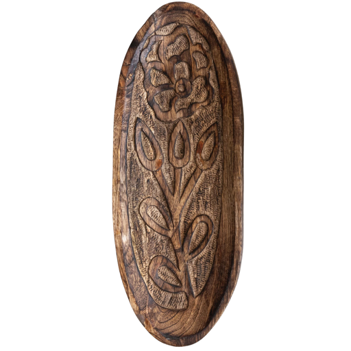 [174697-BB] Carved Mango Wood Tray 12in