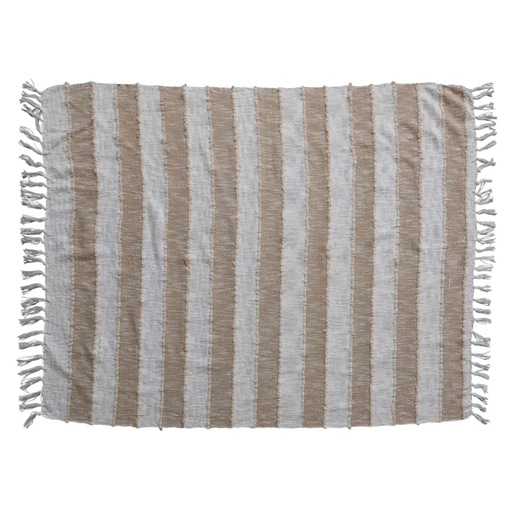 [174745-BB] Striped Cotton Throw 60in x 50in