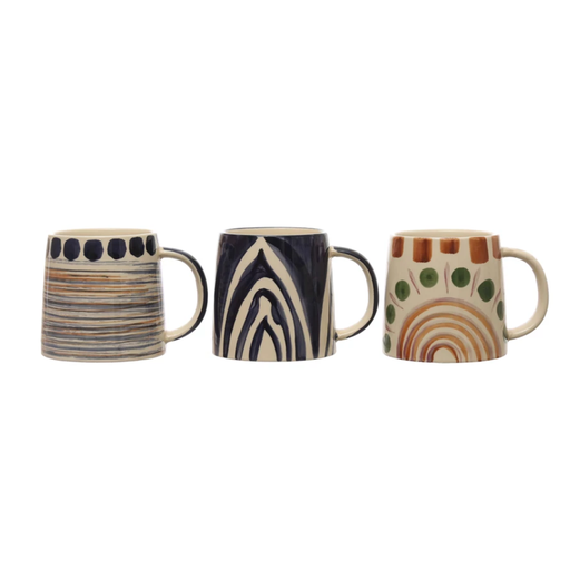 [174755-BB] Topanga Hand-Painted Stoneware Mug 16oz Assorted