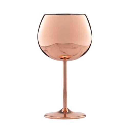 [174930-BB] Metal Balloon Wine Glass 12oz Copper Set of 4