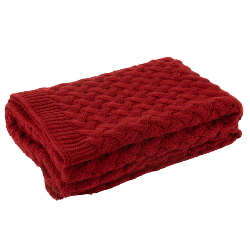 [177295-BB] Knitted Throw Red 71x51in
