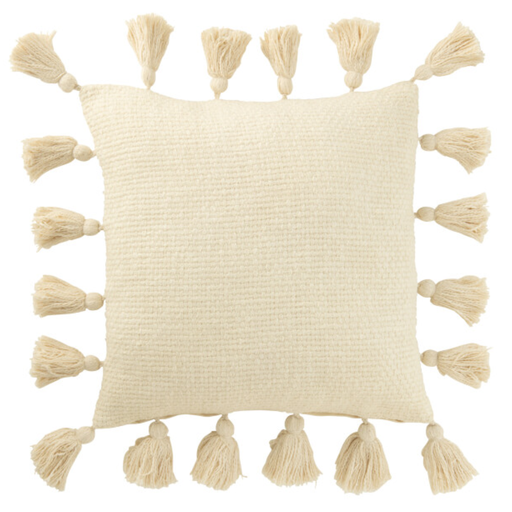 [177299-BB] Tassels Pillow Cream 18in