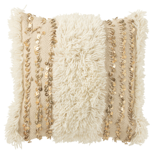 [177300-BB] Tufted Sequin Pillow Cream Gold 18in