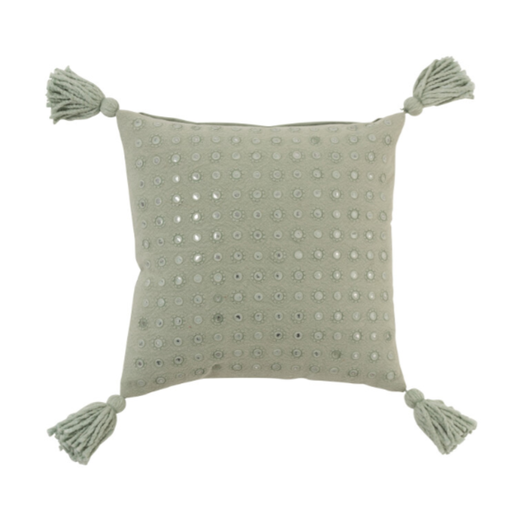 [177304-BB] Mint Tassel Pillow 18in